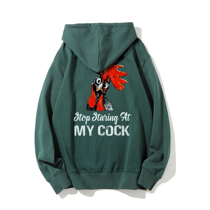 Stop Staring at My Cock Printed Back Unisex Cotton Hoodie