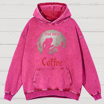 But First, Coffee Vintage Distressed Hoodie