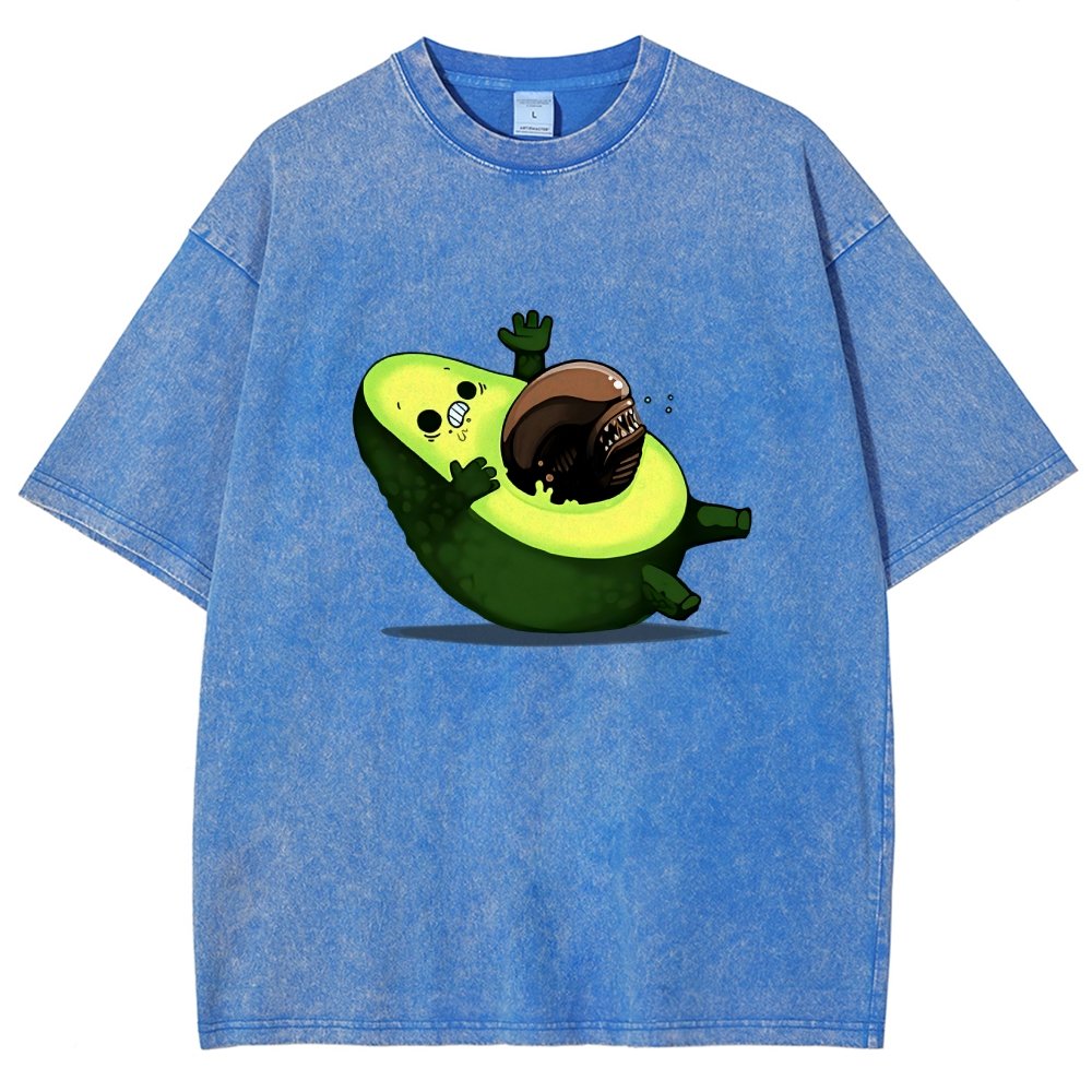 Quirky Alien Avocado Vintage Distressed T-shirt