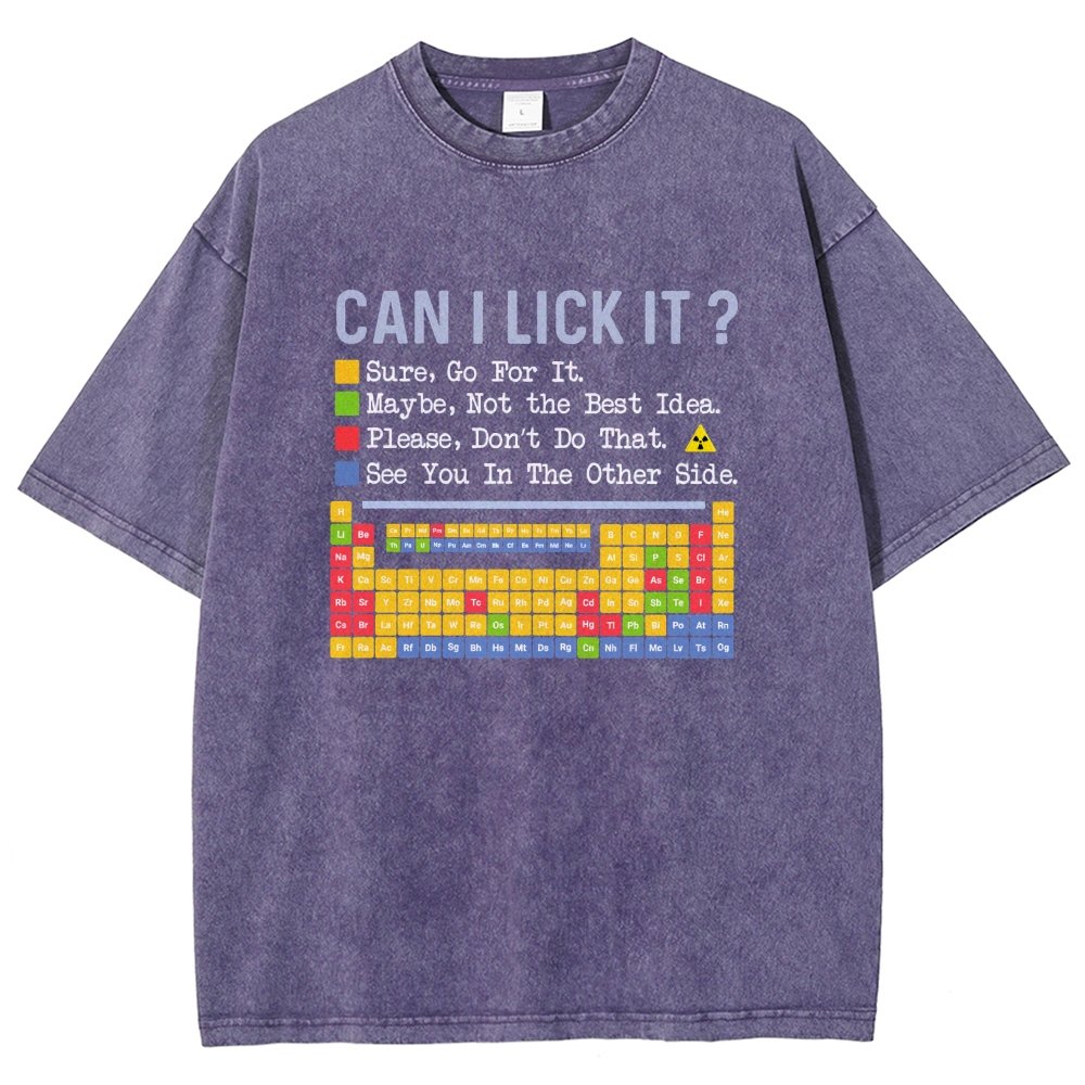 Can I Lick It Question Mark Periodic Table Of Elements Science Vintage Distressed T-shirt