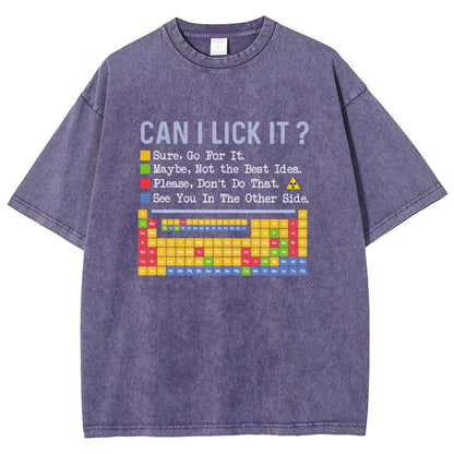 Can I Lick It Question Mark Periodic Table Of Elements Science Vintage Distressed T-shirt