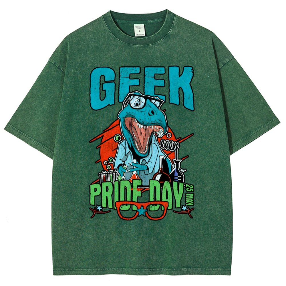 Geek Pride Day Dinosaur Rex Vintage Distressed T-shirt
