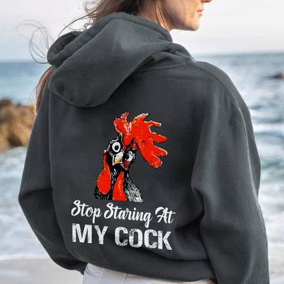Stop Staring at My Cock Printed Back Unisex Cotton Hoodie