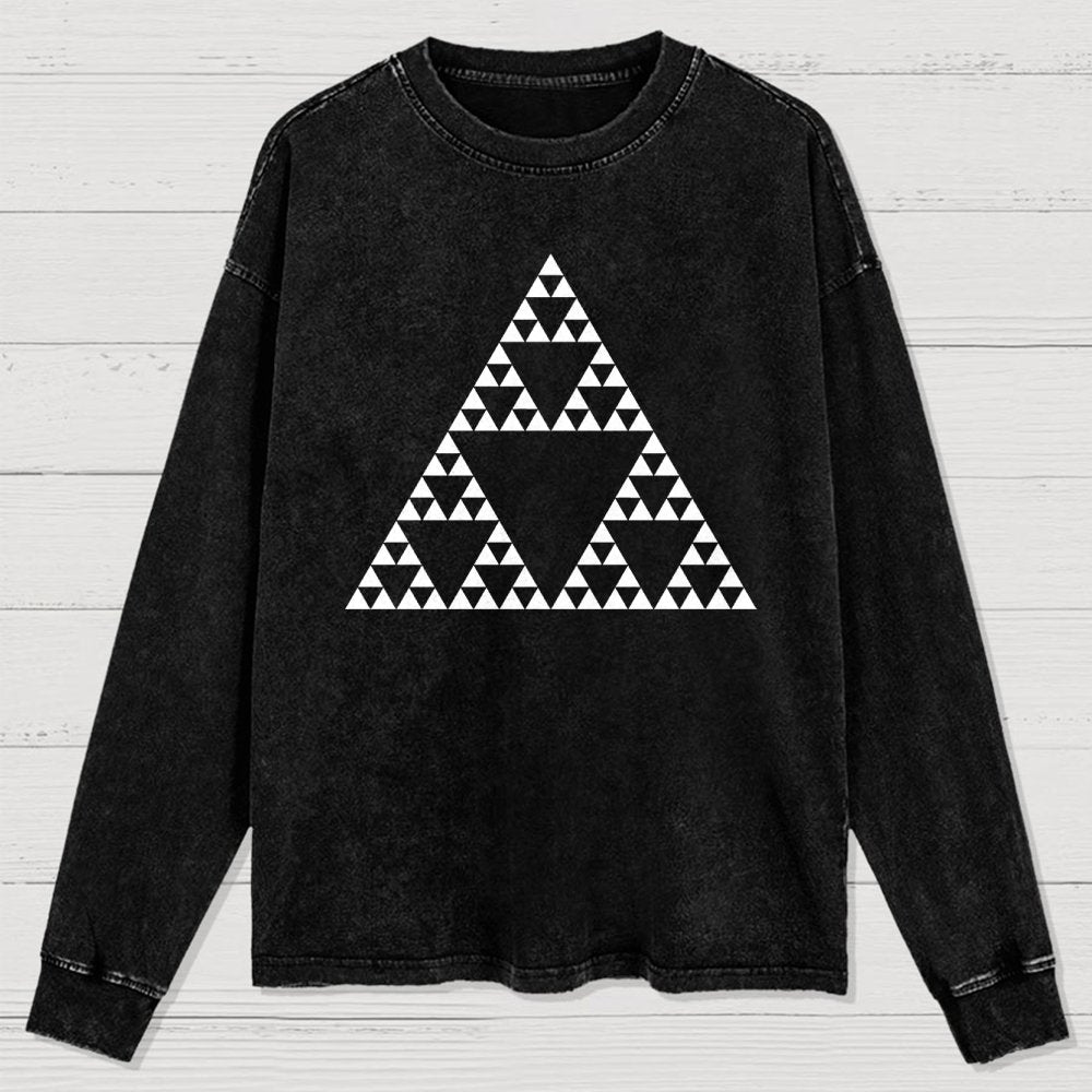 Sierpinski Triangle Fractal Washed Long Sleeve Tee