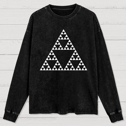Sierpinski Triangle Fractal Washed Long Sleeve Tee