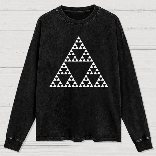 Sierpinski Triangle Fractal Washed Long Sleeve Tee
