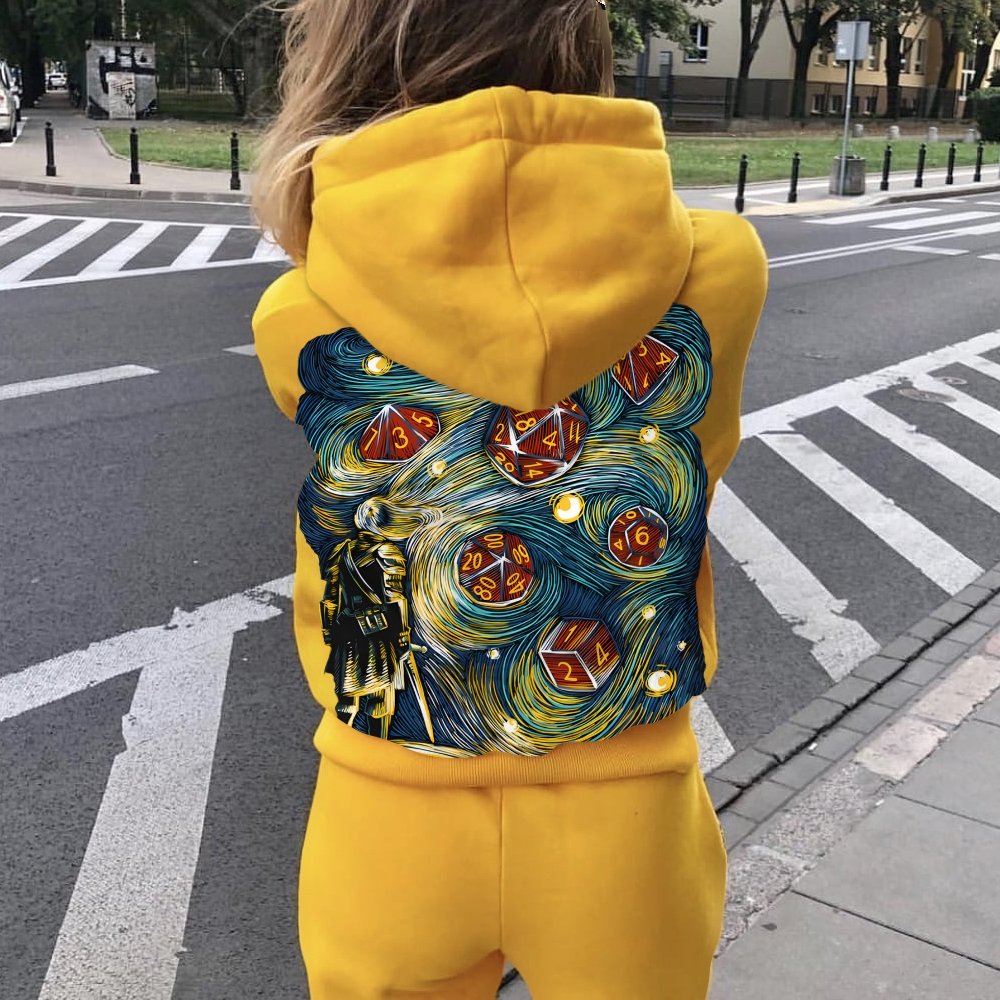 Starry Dice Printed Back Cotton Hoodie