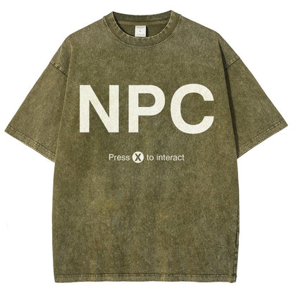 NPC Press X to Interact Vintage Distressed T-shirt