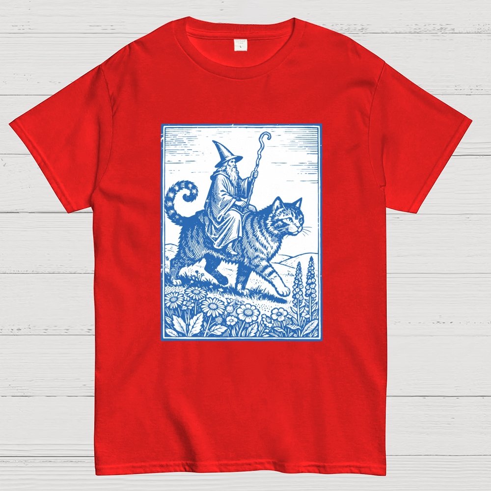 Wizard Cat Rider Geek T-Shirt