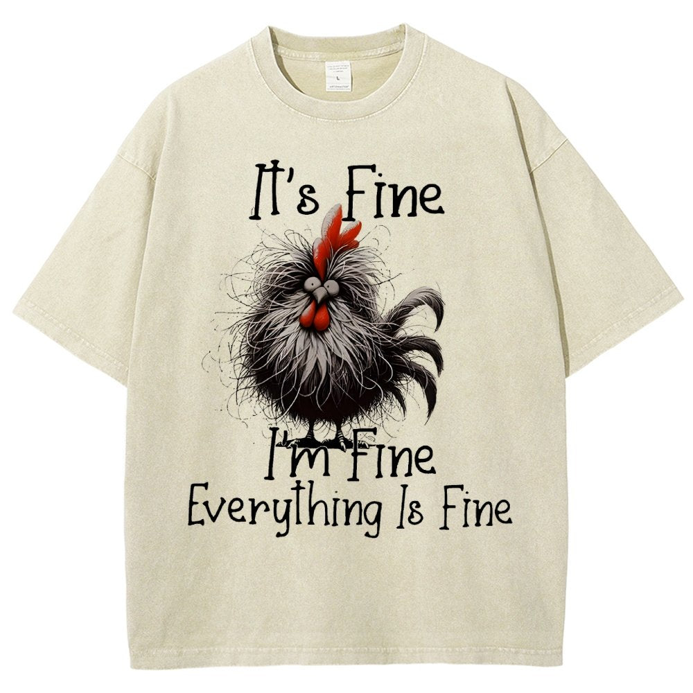 It's Fine，Funny Chick Vintage Distressed T-shirt