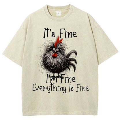 It's Fine，Funny Chick Vintage Distressed T-shirt