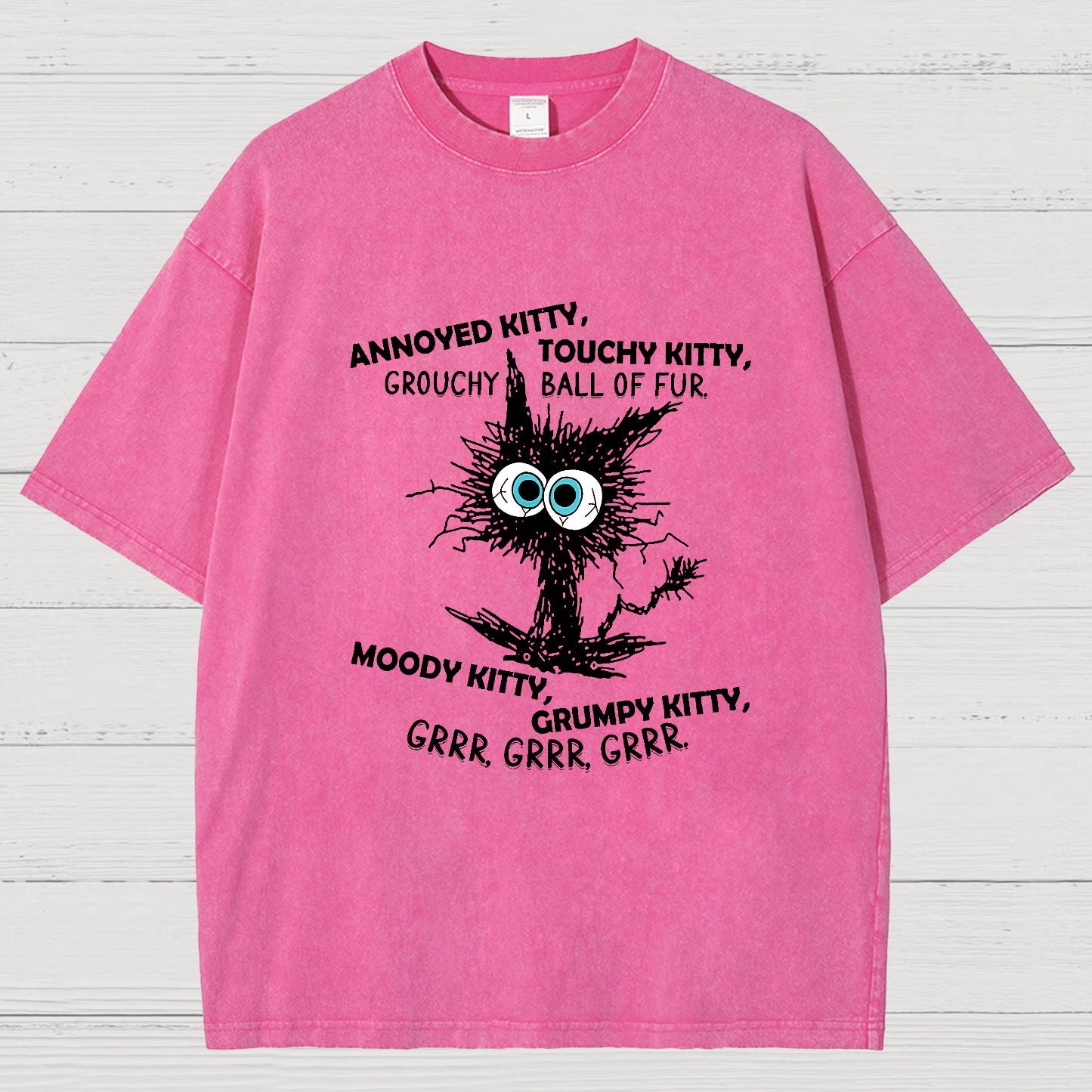 Annoyed Kitty Touchy Kitty Grouchy Ball Funny Vintage Distressed T-shirt