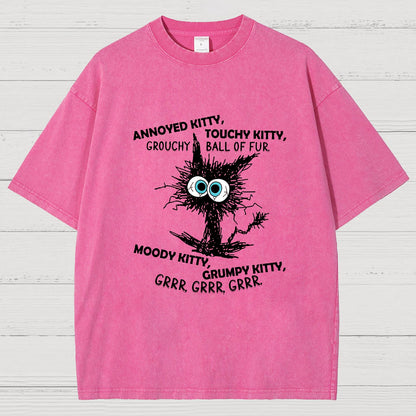 Annoyed Kitty Touchy Kitty Grouchy Ball Funny Vintage Distressed T-shirt