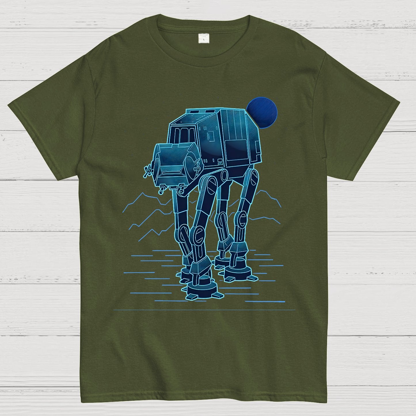 Neon Line-Art Armored Walker Geek T-Shirt