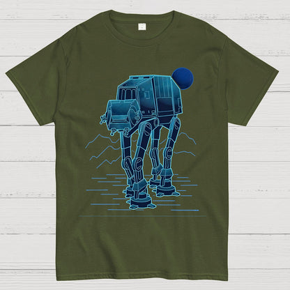 Neon Line-Art Armored Walker Geek T-Shirt
