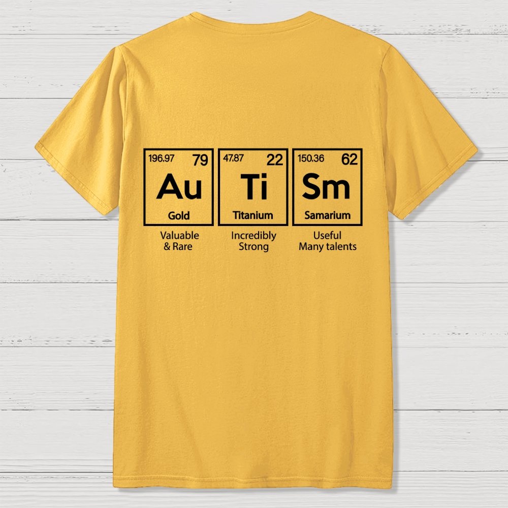Autism Awareness Elements Periodic Back Printing Geek T-Shirt