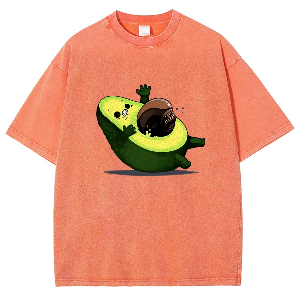 Quirky Alien Avocado Vintage Distressed T-shirt