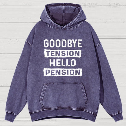 Funny Retirement Goodbye Tension Hello Pension Vintage Distressed Hoodie