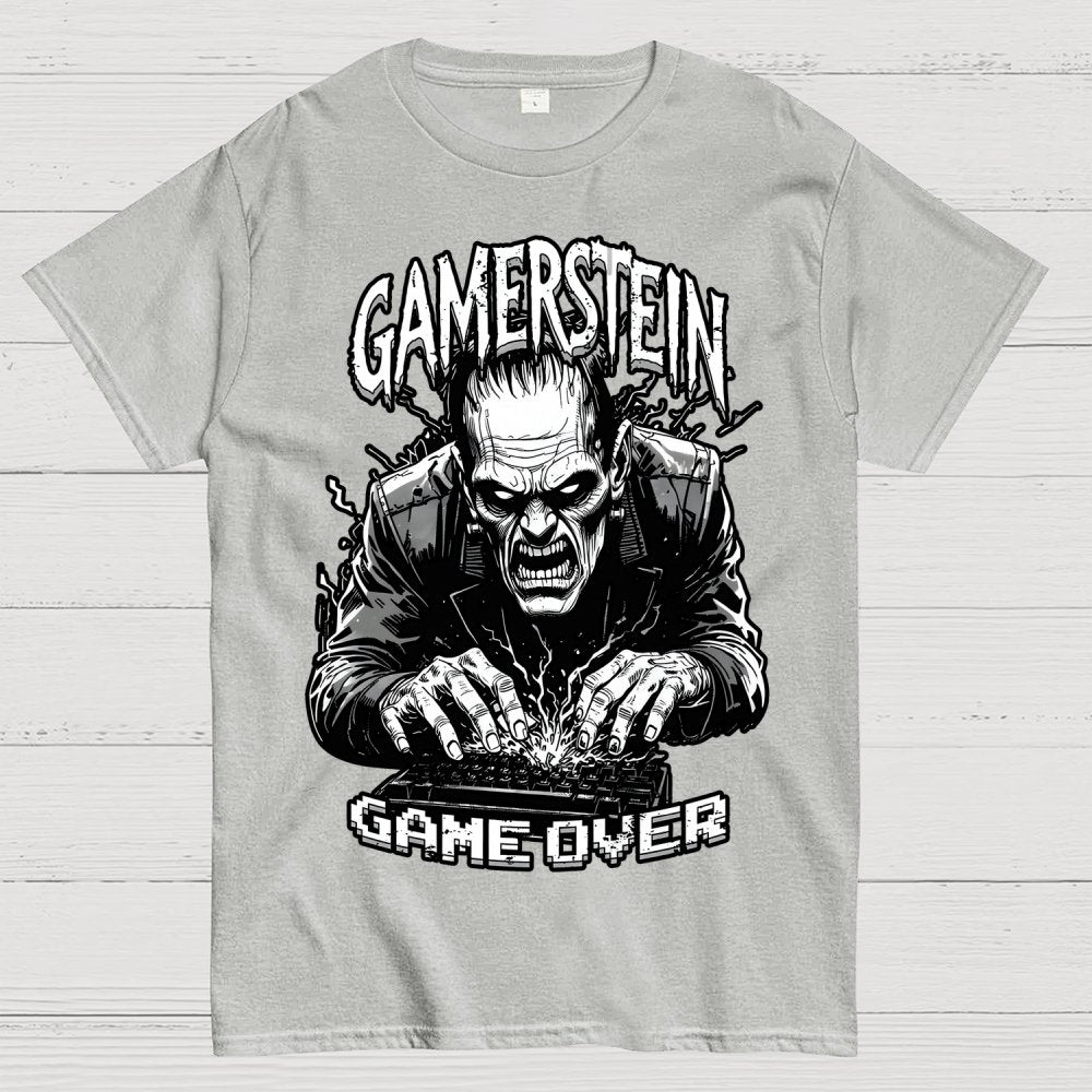 Gamer Frankenstein Gamerstein Game Over Funny Halloween Unisex Geek T-Shirt