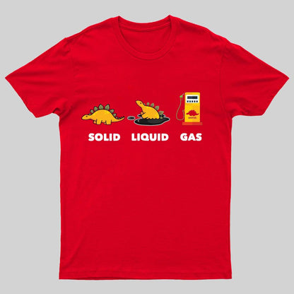 Dinosaur Solid Liquid Gas Science Geeky T-Shirt