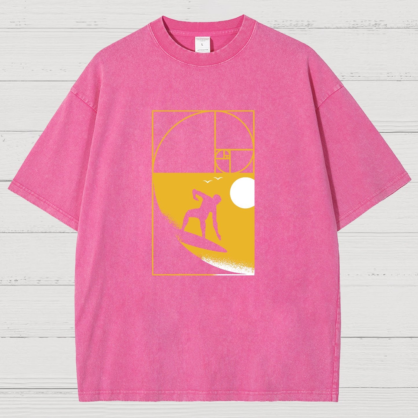 Golden Spiral Wave Geek Vintage Distressed T-shirt