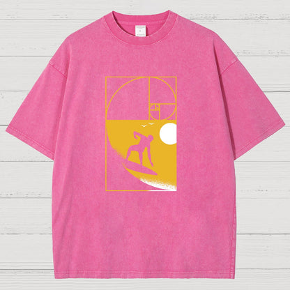Golden Spiral Wave Geek Vintage Distressed T-shirt
