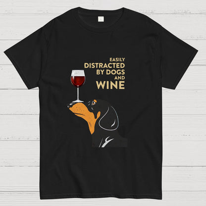 Easily Distracted By Dogs And Wine Geeky T-Shirt