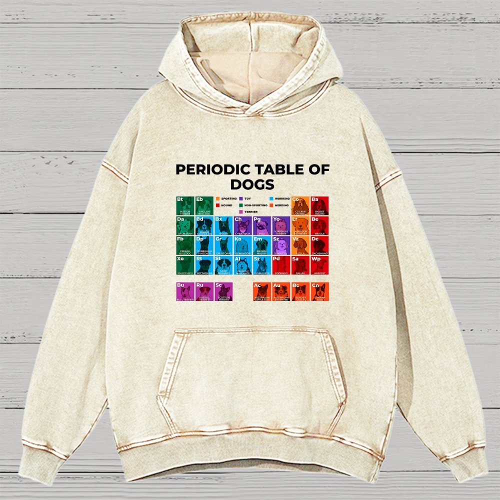 Periodic Table of Dogs  Dog Lover  Funny Science Vintage Distressed Hoodie