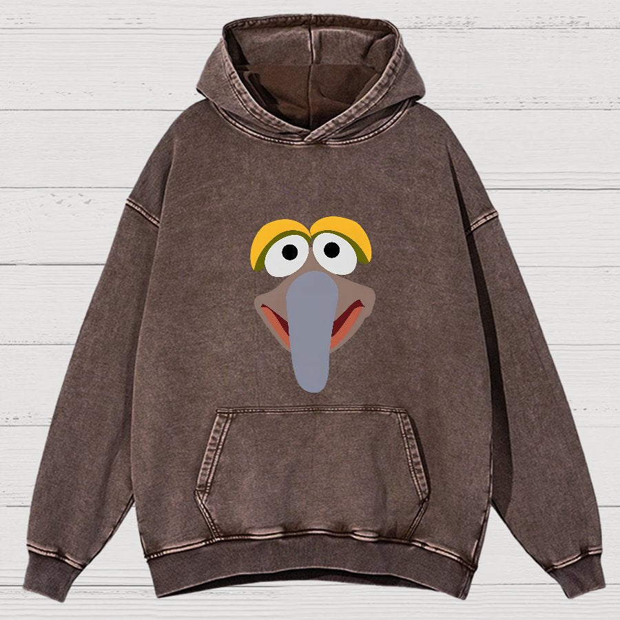 Retro Pop Culture Puppet Face3 Vintage Distressed Hoodie