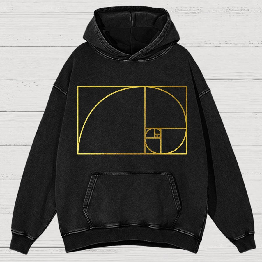 Distressed Fibonacci Spiral Geek Graphic Vintage Distressed Hoodie