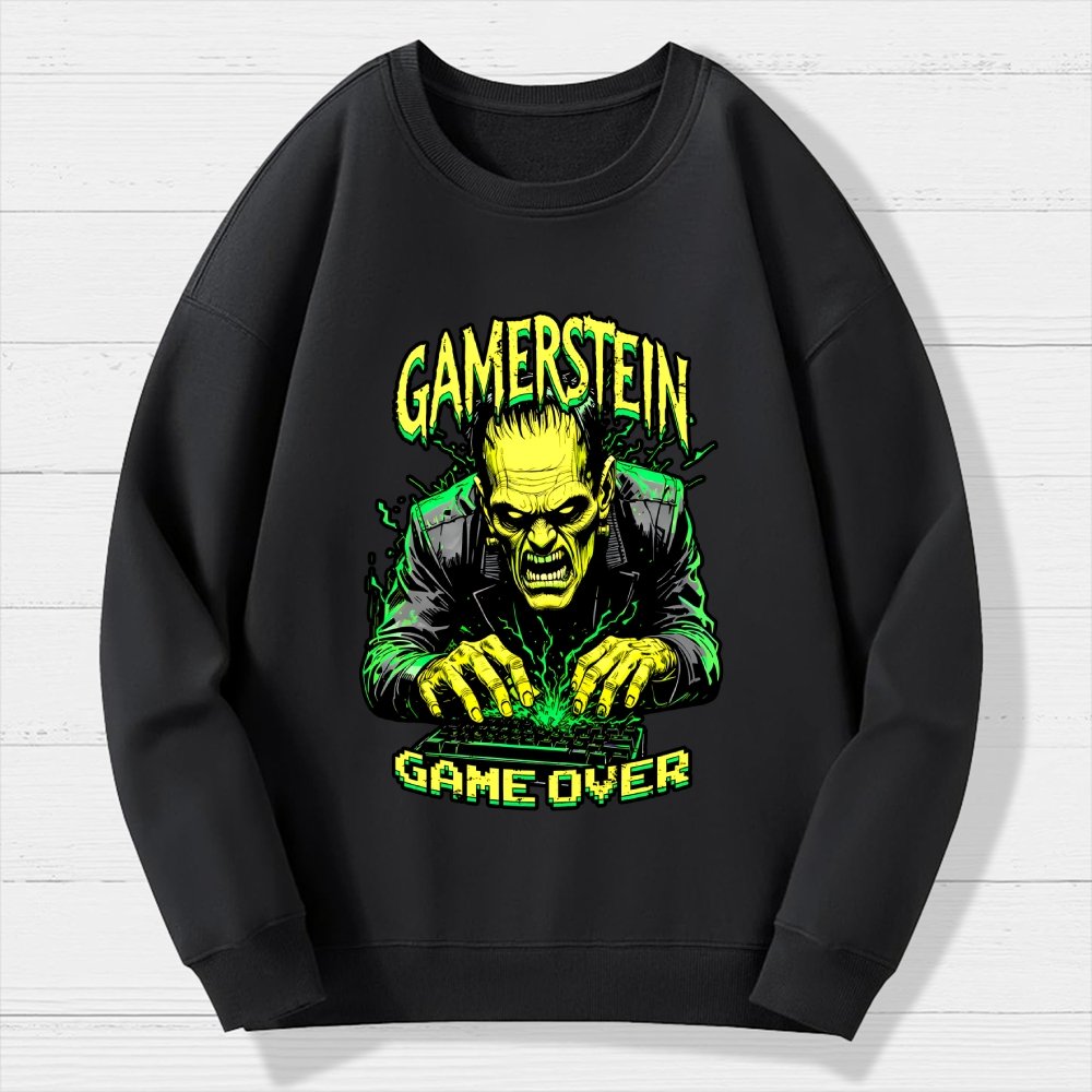 Gamerstein Game Over Funny Halloween Geek Cotton Sweatshirt