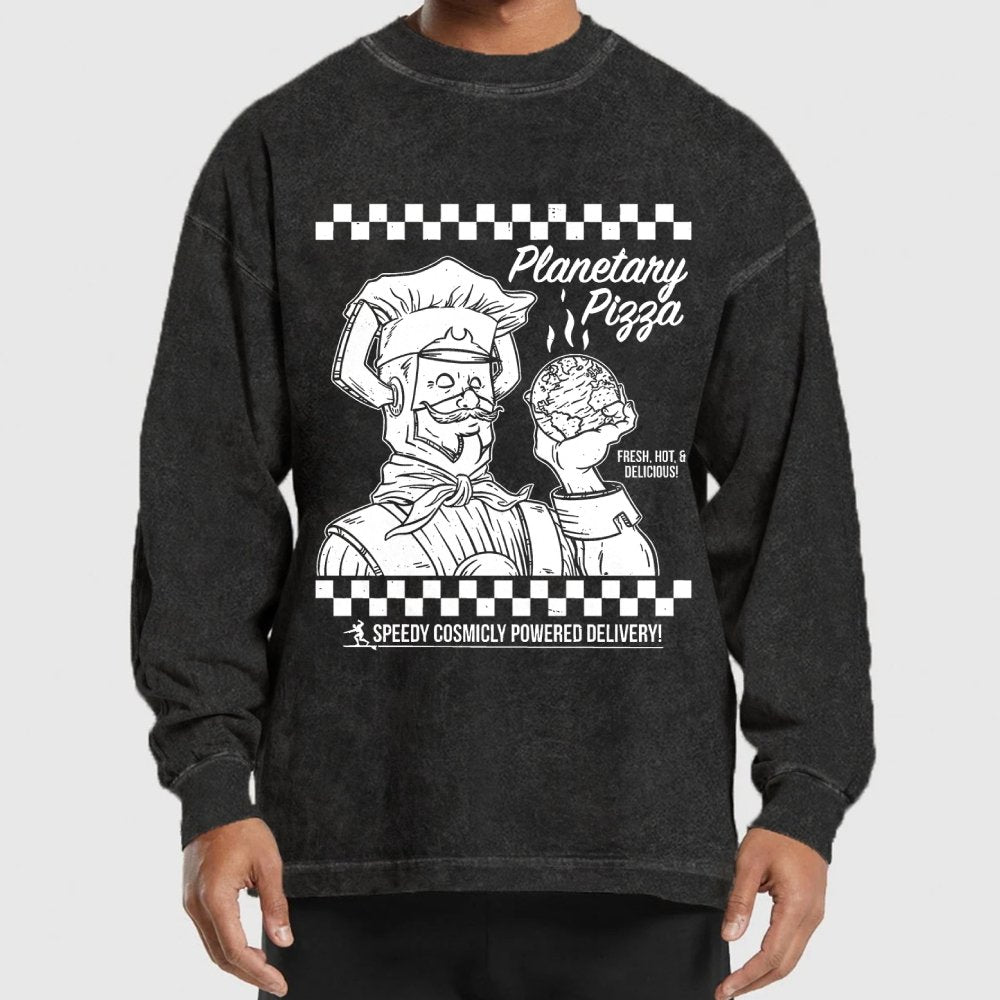 Planetary Pizza Washed Long Sleeve Tee