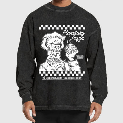 Planetary Pizza Washed Long Sleeve Tee