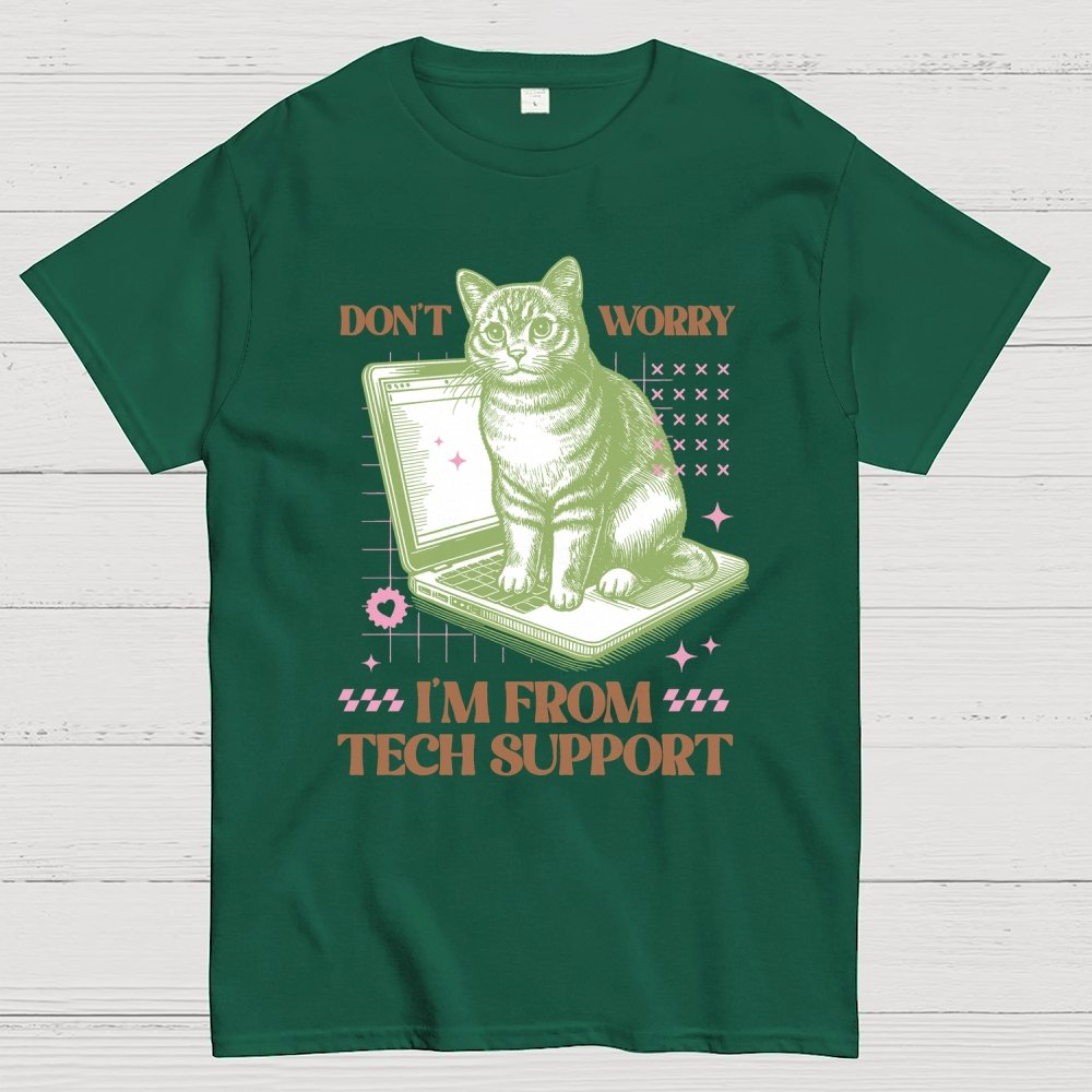 Don't Worry I'm From Tech Support Cat Geek T-Shirt