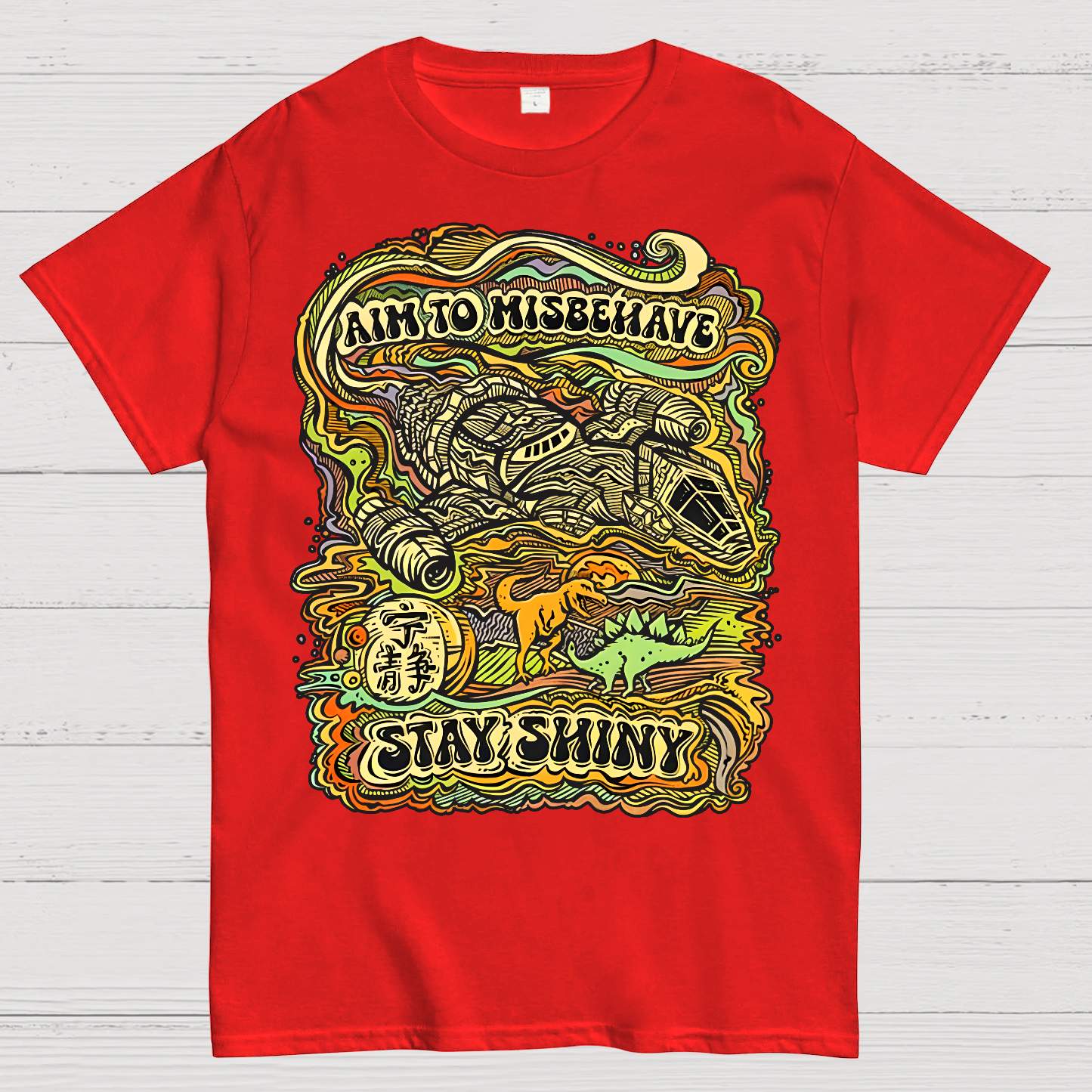 Aim to Misbehave, Stay Shiny Geek T-Shirt