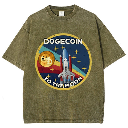 Dogecoin To The Moon DOGE Vintage Distressed T-shirt