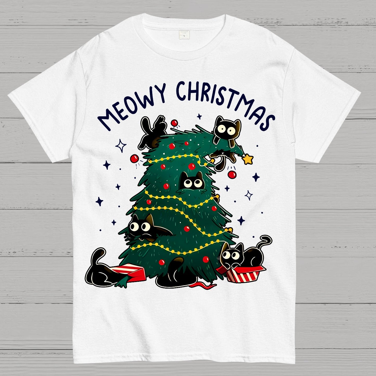 Meowy Christmas Funny Cats Geek T-Shirt