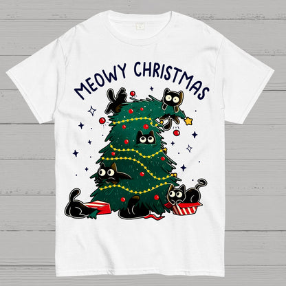 Meowy Christmas Funny Cats Geek T-Shirt