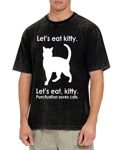 Let's Eat Kitty! Punctuation Saves Lives. Vintage Distressed T-shirt