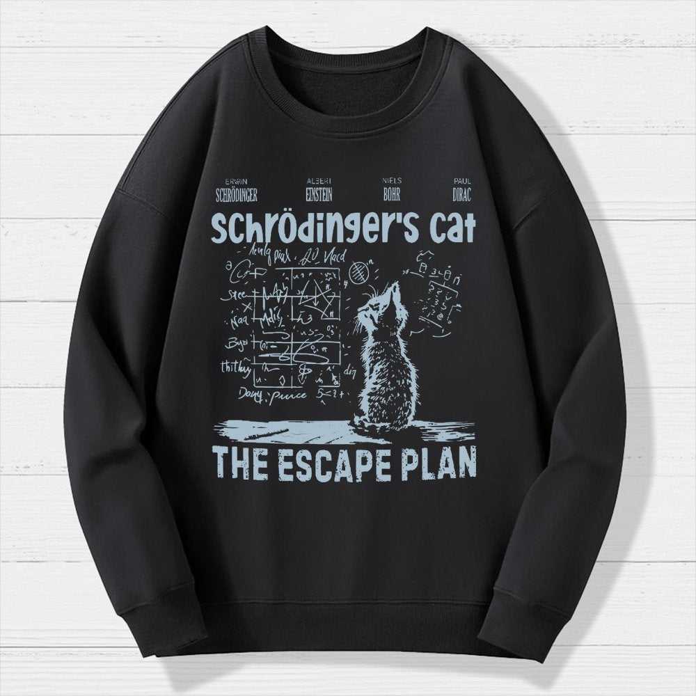 Schrodinger's Cat Escape Plan Interesting Physics Science Geek Cotton Sweatshirt