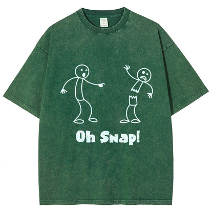Oh Snap Funny Stick Figure Slogan Saying Vintage Distressed T-shirt