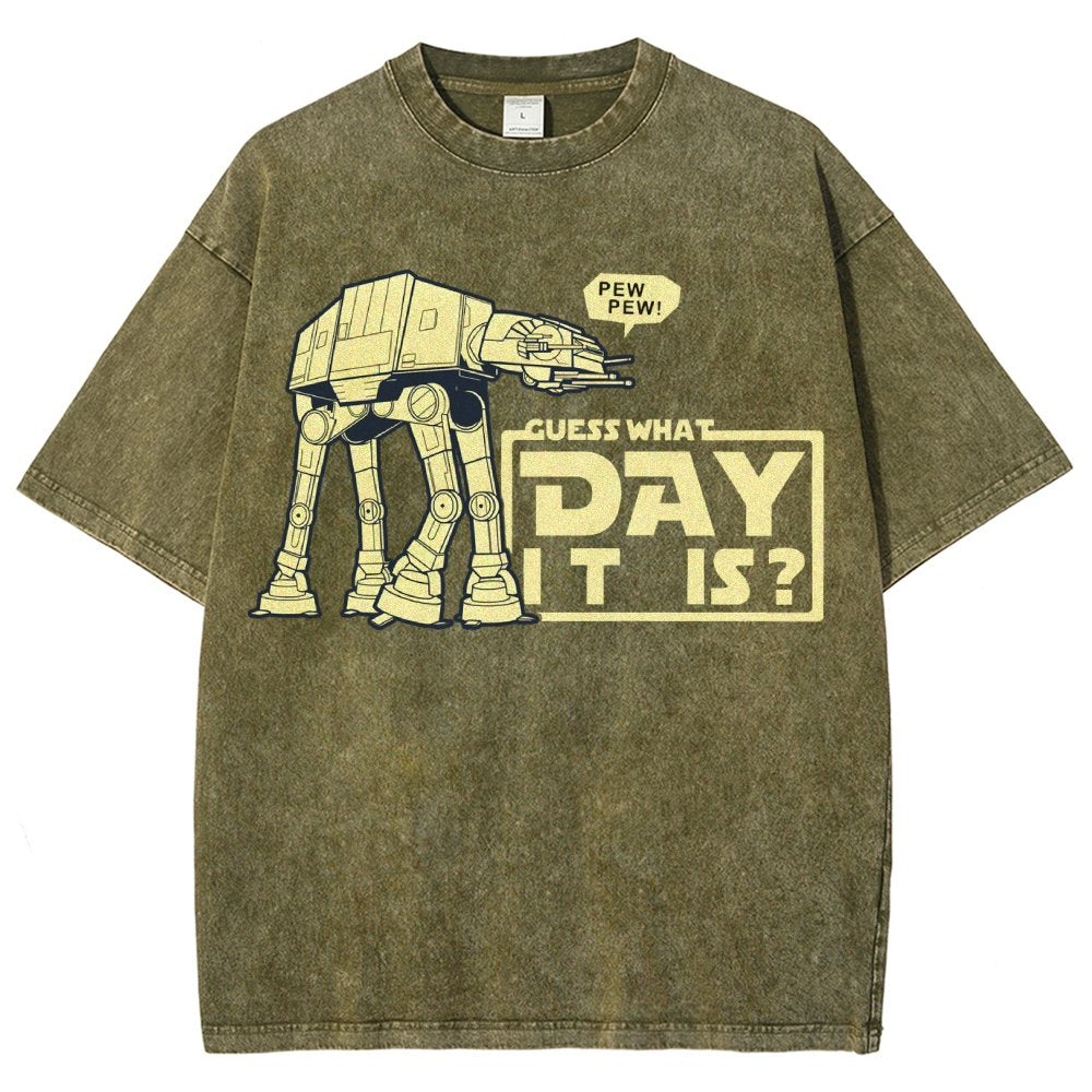 Pew Pew！Guess What Day It Is？ Vintage Distressed T-shirt