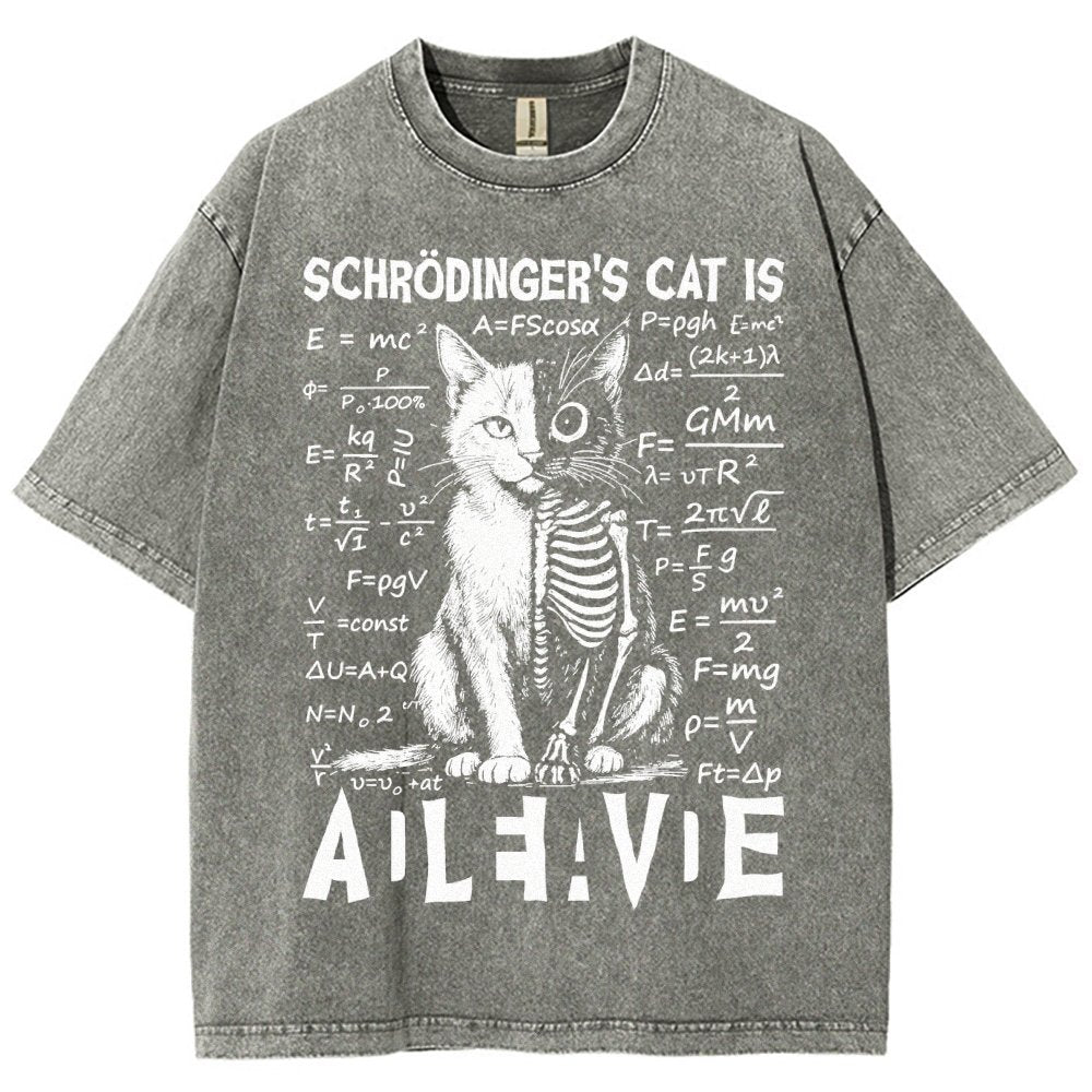Schrödinger's Cat Dead And Alive Vintage Distressed T-shirt