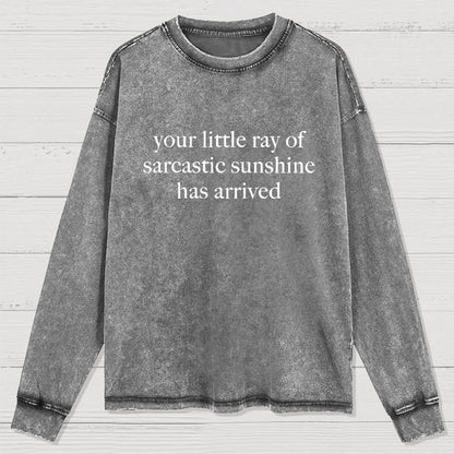 Your Little Ray of Sarcastic Sunshine Has Arrived -3 Washed Long Sleeve Tee