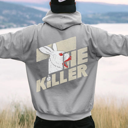 Mysterious Rabbit Printed Back Unisex Cotton Hoodie