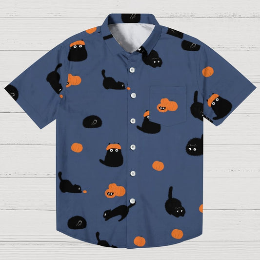 Halloween Pumpkin Black Cat Geeky Shirt