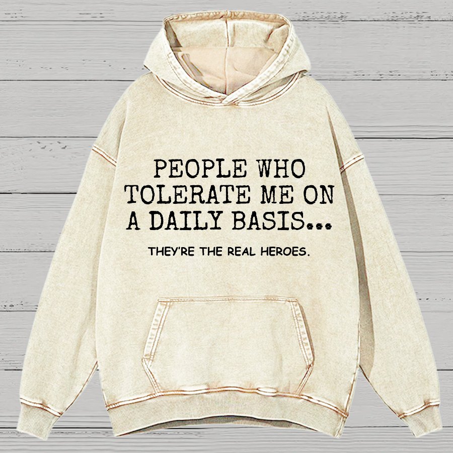 People Who Tolerate Me On A Daily Basis Sarcasm Vintage Distressed Hoodie