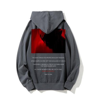 Tears in Rain-Tears in Red-Time to Die Printed Back Cotton Hoodie