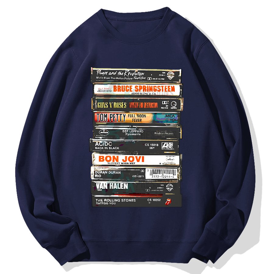 Vintage Rock Cassettes Geek Cotton Sweatshirt