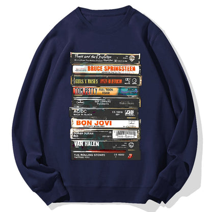Vintage Rock Cassettes Geek Cotton Sweatshirt